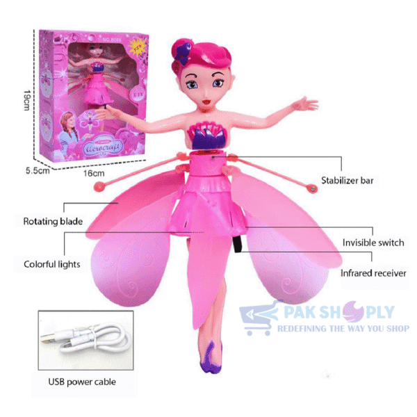 USB Rechargeable Flying Fairy Princess Doll for Girls PakShoply Kids Toys