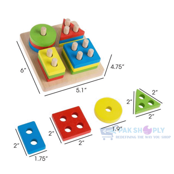 Best Wooden Geometric Sorting Shapes Toddlers Kids 3-8 Pakshoply Kids Toys